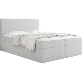 WFL Group Boxbett Terra mit Bettkasten, Grau Boucle 120x200 cm – inkl. H3 Matratze und H3 Foam Topper , Hellgrau , Holzwerkstoff , H3 , Höhe ca. 20 cm , Rechteckig , 120x200 cm , Schlafzimmer, Betten, Boxspringbetten