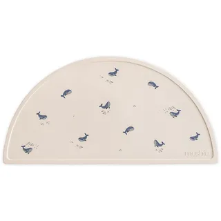 Mushie Silikon tischmatte für Kinder | Schmutzabweisend & Spülmaschinenfest | Rutschfestes Design | Sichere, Hochwertige & Langlebige Erstausstattung | Whales