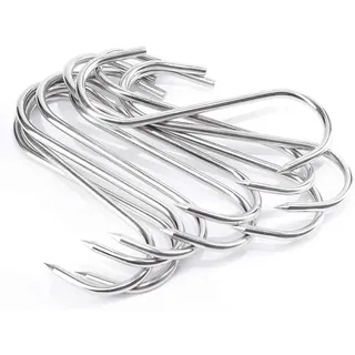ARTOYS Fleischerhaken Edelstahl 304, 20 STÜCK(100mm×4mm) S-Räucherhaken Metzgerhaken Küchenhaken Fleischhaken Fischhaken mit Spitzen Ende für BBQ Backen