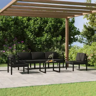The Living Store 6-tlg. Garten-Lounge-Set mit Kissen Aluminium Anthrazit - Grau