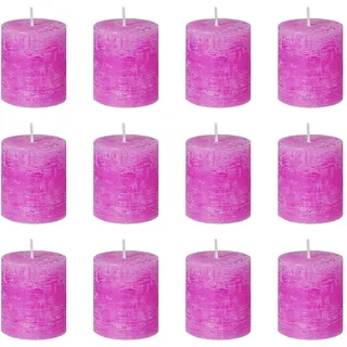 Butlers Stumpenkerze (12er Set) Rustic , Pink , Paraffin , 8 cm , Dekoration, Kerzen & Kerzenhalter, Stumpenkerzen