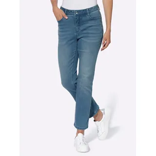 Push-up-Jeans HEINE, Damen, Gr. 38, Normalgrößen, blau (blau, bleached), 56% Baumwolle, 19% Polyester, 14% Lyocell, 10% Viskose, 1% Elasthan, unifarben, 7/8-Länge, Jeans Push-up-Jeans