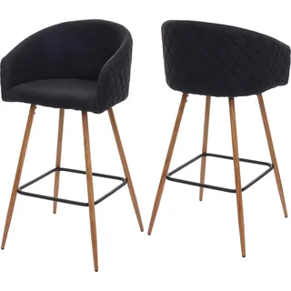 2er-Set Barhocker HWC-D72, Barstuhl Tresenhocker Küchenhocker mit Lehne, Metall Holzoptik Stoff/Textil, anthrazit-grau - Grau