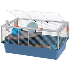 FERPLAST Nagetierkäfig CRICETI 15 für Hamster, aus Metall, inklusive Zubehör: Futterkrippe, Trinkflasche, Haus, Rad, Regal, Leiter. 78x48xh39cm