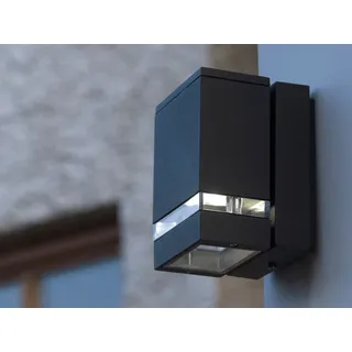 LED Außenwandleuchte Aluguss eckig IP44 H. 15cm Fassadenbeleuchtung Wandleuchte - Grau
