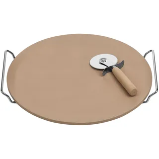 Premier Housewares Pizza Stein und Cutter Set, Steinzeug Board, Chrom Stand