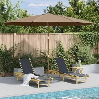 vidaXL Sonnenschirm mit Holzmast 350 cm Taupe - Taupe
