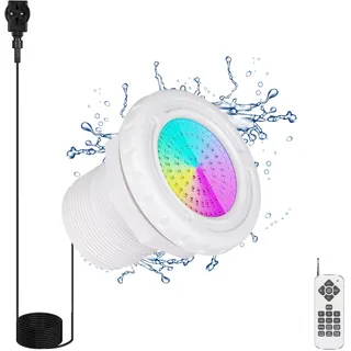 KOLLNIUN LED Poolbeleuchtung für Aufstellpool, 12W RGB Dimmbar Farbwechselnde Kompatibel mit Fernbedienung,Schwimmbad Licht,für Stahlrahmen & Stahlwandpool,IP68 Wasserdicht 7m Kabel,12V