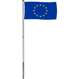 Brubaker Aluminium Fahnenmast Flaggenmast 4 m inklusive Deutschland Flagge + Europa Flagge 150 x 90 cm und Bodenhülse