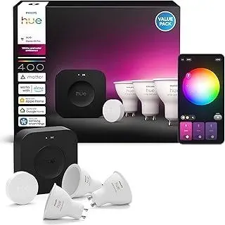 Philips Hue Starter-Set: Bridge Pro + 3 GU10 Smart Spots + Smart Button, White und Color Ambiance, Smart Light Hub, kompatibel mit Apple Home, Amazon Alexa, Google Assistant, Samsung SmartThings