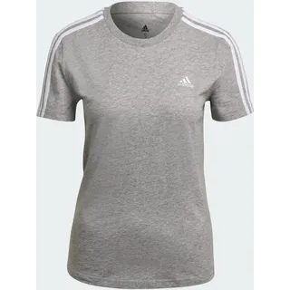 Adidas LOUNGEWEAR Essentials Slim 3-Streifen T-Shirt Medium Grey Heather / White 2XS