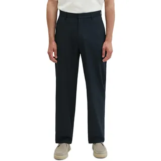 Stoffhose MARC O'POLO "DFB Travel Collection", Herren, Gr. 36, Länge 32, schwarz (deep night blau), Web, Obermaterial: 53% Polyester, 44% Schurwolle, 3% Elasthan, loose fit lang, Hosen Stoffhose, Model: MOSSBO, aus leichtem Technical Wool Blend
