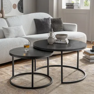 Paroli Couchtisch, (Set, 2 St.), Keramikoberfläche glänzend, Satztisch, schwarz