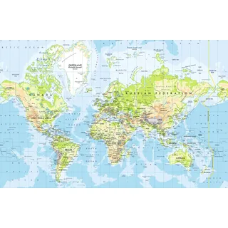 Papermoon Fototapete »WELTKARTE-ABSTRAKT 3D DESIGN TAPETE XXL POSTER WANDBILD«, bunt