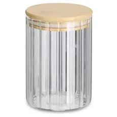 Bild von Present Vorratsglas "Rillen" m. Bambusdeckel, 610 ml, Vorratsbehälter, Transparent