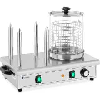 Royal Catering RCPHW 650 Hot-Dog-Maker 550 W 4 Heizspieße Hot Dog Wärmer Hot Dog Maschine Bockwurstwärmer Würstchenwärmer
