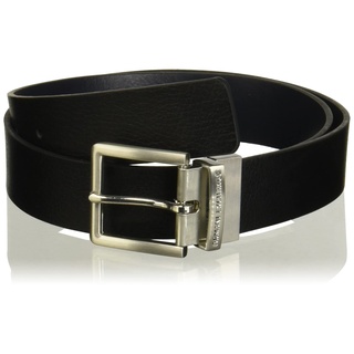 Armani Exchange Herren Leather Belt Gürtel, Schwarz, 34