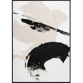 Monee Ölgemälde , Schwarz, Weiß , Holz, Kunststoff, Textil , Tanne , vollmassiv , rechteckig , 90x120 cm , handgemalt, einfache und schnelle Anbringung, gerahmt , Bilder & Rahmen, Bilder, Ölbilder