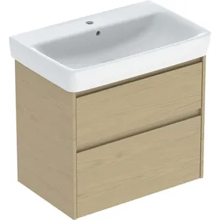 Geberit Renova Plan Set Waschtisch mit Unterschrank, 2 Schubladen, 75x69,7x44,6cm, 504.037.PS.1, Farbe: Eiche natur / Melamin Holzstruktur