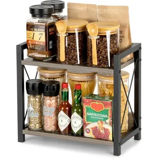 anboxit Gewürzregal Holz 2 Tier Küche Aufbewahrung