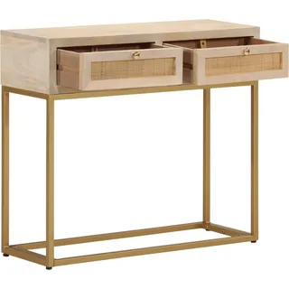 vidaXL Konsolentisch 90x30x76 cm Massivholz Mango und Eisen - Braun