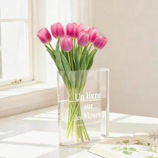 JINGIHE Acryl Book Vase Buchvase, Transparente Vasen Deko, Klare Blumenvase Modern Teenager Zimmer Deko, Decoration Aesthetic Buch Vase für Schlafzimmer Wohnzimmer Bücherregal Schreibtisch Büro