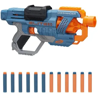 Hasbro Nerf Elite 2.0 Commander RD-6 Dart-Blaster, 12 Nerf Elite Darts, 6-Dart Rotationstrommel, Blaster-Spielzeug für draußen, für Kinder ab 8, für Jungen und Mädchen