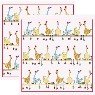 Kracht Frottier-Geschirrtuch 2er-Pack Baumwolle Hühner Größe 50x50 cm