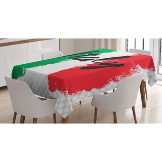 ABAKUHAUS Italien Tischdecke, Italienische Flagge Bunte Grunge, Druck mit Klaren Farben ohne Verblassen Waschbar für innen oder Außen Bereich, 140 x 170 cm, Rot Grün