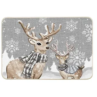 Artoid Mode Rentier Baum Schneeflocken Weihnachten Fußmatte, Christmas rutschfest Schmutzfangmatte Eingangsbereich Für Innen Außen Dekor 40x60 cm
