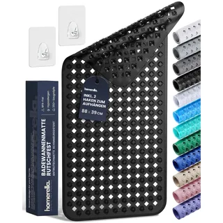 homerella® Badewannenmatte rutschfest 88x39cm, INKL. HAKEN, Rutschfeste Badematte BPA frei, Duschmatte rutschfest, Antirutschmatte Badewanne, Rutschmatte Badewanne, schimmelresistent&maschinenwaschbar