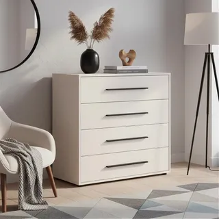 Modena K4SZ Kommode 100 cm – moderne Kommode mit 4 großen Schubladen, funktionaler Stauraumschrank für Wohnzimmer, Schlafzimmer, Jugendzimmer und Büro (Kaschmir) - Beige