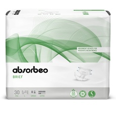 Absorbeo Windel EXTRA 30 Stück, Saugfähiges Hilfsmittel für Mittlere Blasenschwäche, Absoluter Komfort, Totaler Schutz, Anti-Odour-System, Vollständig Atmungsaktiv, Unisex, Größe L