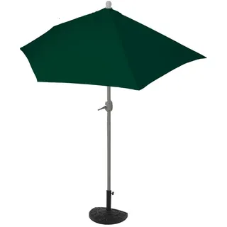 MCW Sonnenschirm I Halbrund UV 50+ Grün , Textil , 260x135 cm , Sonnenschutz, Sonnenschirme