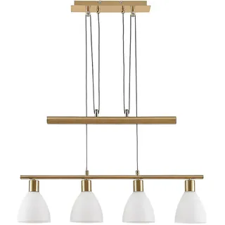 Lindby Hängelampe 4 flammig, höhenverstellbar Esstisch Pendelleuchte Glas Metall Messing matt Hängeleuchte Esszimmer Wohnzimmer Küche Bar Balkenpendelleuchte