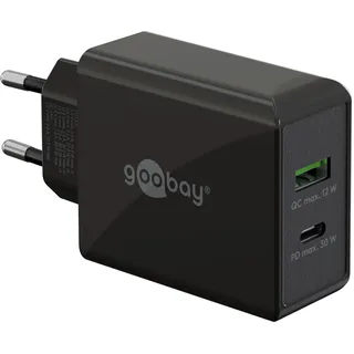 goobay Dual USB Schnellladegerät (30 W), USB Ladegerät, Schwarz