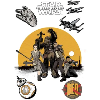 Dekosticker , Gelb, Grau, Schwarz , Kunststoff , 8-teilig , 50x70 cm , Made in Germany , Tapeten & Wandverkleidungen, Wandtattoos & Sticker, Wandsticker