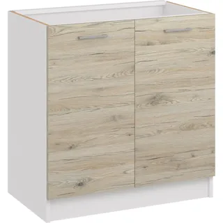 Roe Furniture | Küchenunterschrank 80 cm - Eiche Bordeaux - Braun - Platzsparend und Vielseitig - Ohne Arbeitsplatte - Unterschränke Küche - D80 - Braun