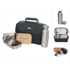 Makita Toolbrothers Lunchpaket mit Makita Isoliertasche + Toolbrothers Fan Edelstahl Brotdose mit 2 Etagen, Lunchbox