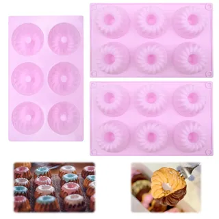 Uryxery 3 Stück Mini Gugelhupfform Silikon in Spiralform und Wellenform, Wiederverwendbare Antihaft Muffin Backform für Kuchen und Desserts, Kleine Backformen für Kindergeburtstag
