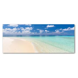 Tulup® Küchenrückwand Spritzschutz aus Glas -125x50 -Spritzschutz auf gehärtetes Glas Deko Landschaften Strand Malediven - Blau