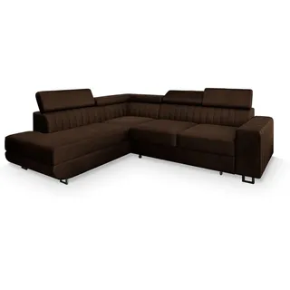 masseno Ecksofa Nola L-S mit Schlaffunktion L-Form, Sofa mit Bettkasten, Wohnzimmersofa, Couch, Soffa, Bettsofa, Couchgarnitur- Braun, MONOLITH 29 - Braun