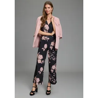 Jumpsuit LAURA SCOTT, Damen, Gr. 46, N-Gr, schwarz, geblümt, Jersey, Obermaterial: 95% Polyester, 5% Elasthan, geblümt, bequem, V-Ausschnitt, Overalls Jumpsuit, für den eleganten Anlass mit floralem Muster, Topseller
