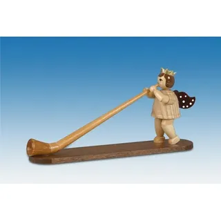 Holzengel Weihnachtsengel engel mit Alphorn Ohne Krone / natur Höhe ca 6,5cm NEU