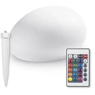 EasyMaxx Solarleuchte Steinform weiß mit Erdspieß und Dämmerungssensor