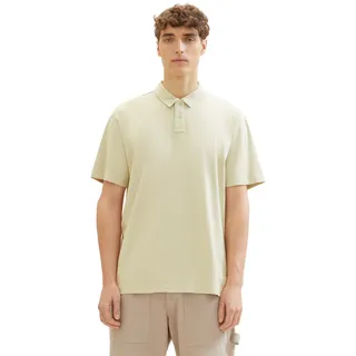 Poloshirt TOM TAILOR DENIM, Herren, Gr. S, grün (garden peat), Jersey, Obermaterial: 100% Baumwolle, unifarben, relaxed fit normal, Rundhals, Shirts Poloshirt, mit halber Knopfleiste