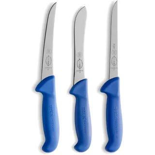 Friedr. Dick F. DICK Messer Set ErgoGrip 3-teilig (Ausbeinmesser 15 cm „flexibel“, A. Messer 15 cm, Sortiermesser 15 cm, HRC 56°) 82559100, Blau