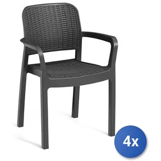 4x Allibert BELLA Sessel Für Außen Mit Armlehnen Graphit K249570K939KK