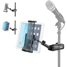 Moukey Tablet Halterung für Mikrofonständer, Multifunktion verstellbar Mic Ständer Halterung 360 ° drehbar Handy Halterung für Apple iPad Air Pro Samsung Galaxy iPhone Smartphones