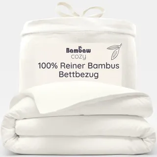 Bambaw Bambus Bettbezug 200x200 cm, Bettbezug Allergiker, hautfreundlicher, atmungsaktiver und kühlender Deckenbezug, Bambus Bettwäsche 200x200 cm (Elfenbein)
